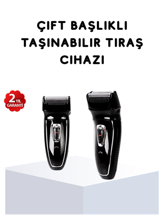Kablosuz Tıraş Makinesi Çift Başlıklı Kuru Tıraş Folyo Başlık Şarj Göstergeli