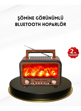 Alev Işığı Efektli Solar Bluetooth Hoparlör Radyo Destekli Taşınabilir Model