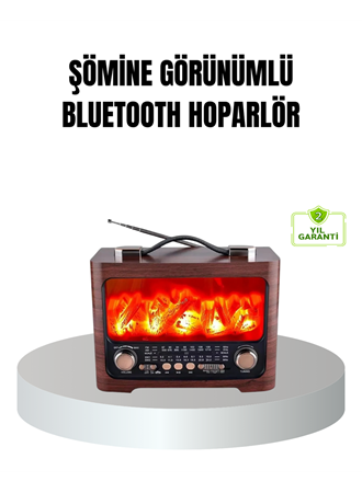 Solar Şarjlı Şömine Alev Efektli Bluetooth Hoparlör 7W Taşınabilir Ses Sistemi