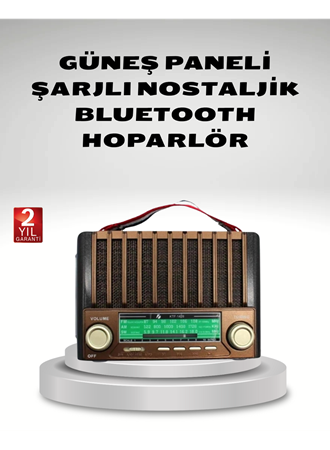 Taşınabilir Hoparlör Güneş Panelli Bluetooth USB SD FM AM SW Radyo