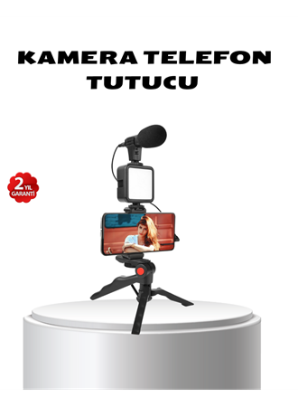Video Çekim Kiti Tripod LED Işık Harici Mikrofon ve Bluetooth Kumanda Seti