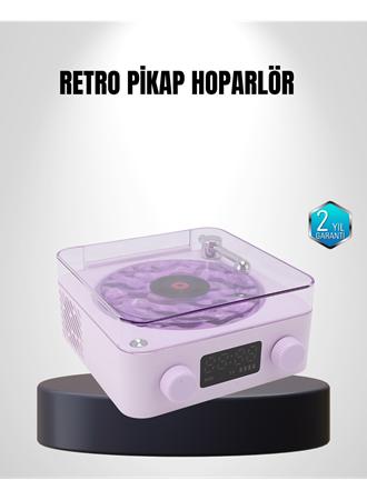 Bluetooth Retro Pikap Hoparlör 360 Derece Ses Projektörlü Gece Lambası Çok Fonksiyonlu