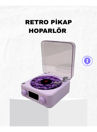 Retro Pikap Hoparlör Bluetooth AUX USB Type-C Projektörlü 360° Sesli Taşınabilir
