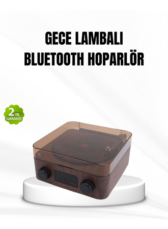 Bluetooth Hoparlörlü Gece Lambası Dijital Saat ve Ambiyans Işığı Çok Amaçlı