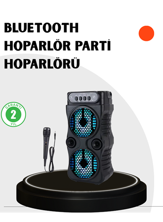 Bluetooth Bağlantılı Taşınabilir Hoparlör – LED Işıklı, FM Radyolu, Mikrofon Girişli