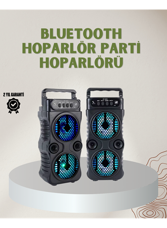 1200 mAh Şarjlı LED Işıklı Bluetooth Hoparlör – FM Radyolu, Hafıza Kart Destekli