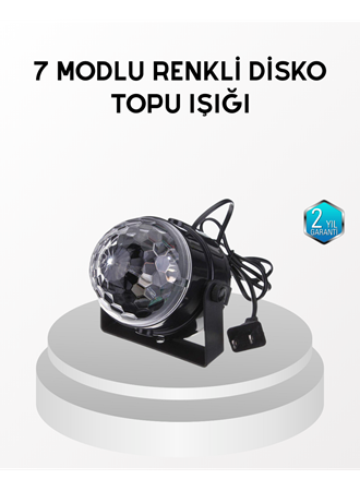 7 Renk Modlu Müzik Sensörlü Disko Topu – LED Işıklı Parti Aydınlatması