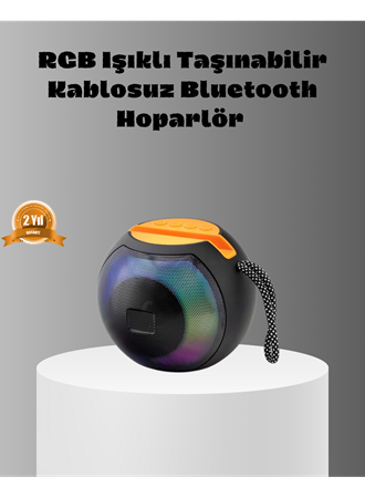 Taşınabilir Bluetooth Hoparlör – RGB Işıklı, Güçlü Bas ve 8 Saat Pil Ömrü