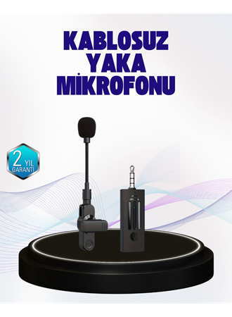 2.4 GHz Kablosuz Yaka Mikrofonu – 60 Metre Menzil, Gürültü Azaltma, Type-C Şarjlı