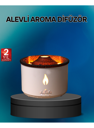 Alev Efektli Buhar Makinesi – Aromaterapi, Nemlendirme ve Işık Modlu Tasarım