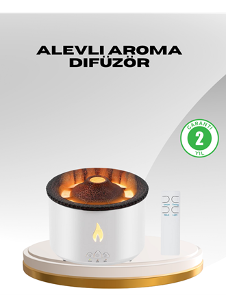 Alev Efektli Aromaterapi Difüzörü – 360 ml Su Hazneli, Sessiz ve Zaman Ayarlı