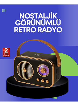 Klasik Retro Radyo – Bluetooth Destekli, FM Özellikli Şarjlı Hoparlör