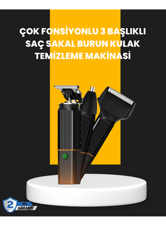USB-C Şarjlı 3 in 1 Erkek Bakım Cihazı – Sessiz Motorlu Saç ve Sakal Kesme Makinesi