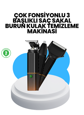 3’ü 1 Arada Erkek Bakım Makinesi – Paslanmaz Çelik Başlıklı Şarjlı Tıraş Seti