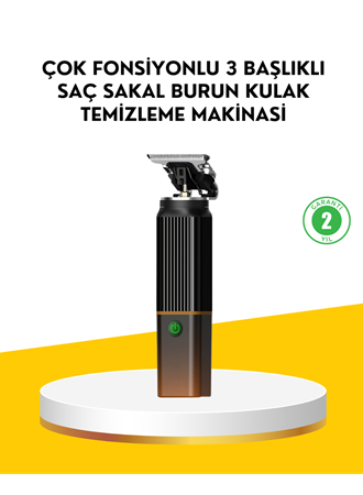 3’ü 1 Arada Şarjlı Erkek Bakım Seti – Saç, Sakal ve Burun Tüyü Kesme Makinesi