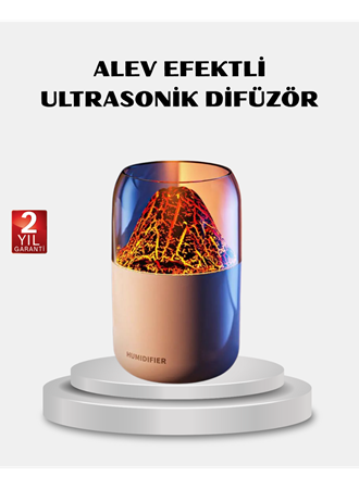 280ml Alev Işıklı Ultrasonik Hava Nemlendirici Sessiz ve USB Şarjlı