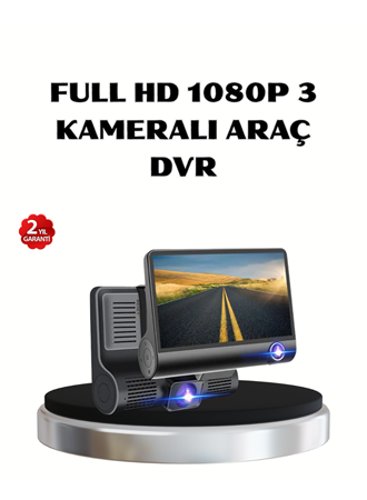 Full HD Araç Kamerası 3’lü 4.0” Ekranlı ve HDR Gece Görüşlü