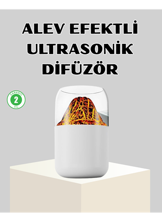 Ultrasonik Alev Efektli Aromaterapi Difüzörü USB Şarjlı ve Otomatik Kapanma Özellikli