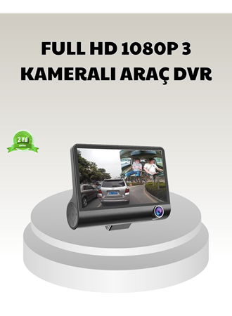Araç DVR Kamerası 3’lü 170° Geniş Açılı Full HD ve Park Destekli