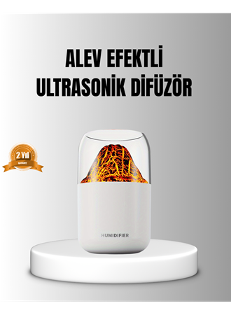 Alev Efektli Ultrasonik Uçucu Yağ Difüzörü 280ml Su Tanklı ve Sessiz Çalışma Özellikli