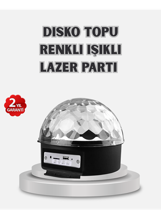 LED Disko Küresi Bluetooth Hoparlörlü Ritimle Senkronize Döner Işıklı