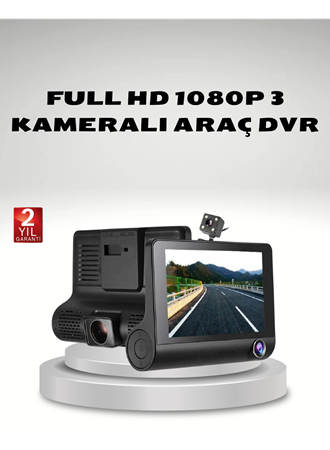 Araç Kamerası 3’lü Full HD DVR 1080P Gece Görüşlü ve G-Sensörlü