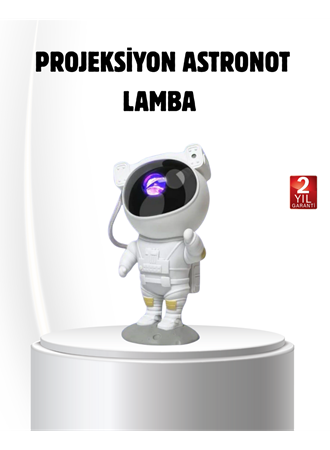 Bluetooth Müzikli Astronot Projeksiyon Lambası Yıldız ve Ay Efektli