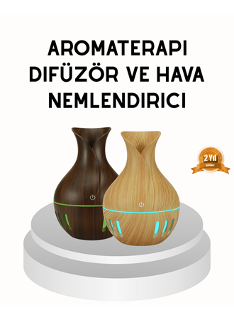 Ahşap Desenli 130 ml Aromaterapi Difüzör Sessiz ve USB Bağlantılı