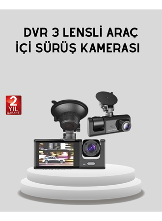 Full HD Üç Kameralı Araç Kamerası 170° Geniş Açılı ve Park Destekli