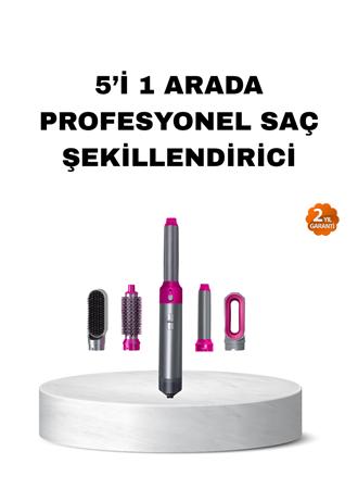 5’i 1 Arada Saç Şekillendirme Seti Negatif İyon Teknolojili ve Hızlı Kurutmalı