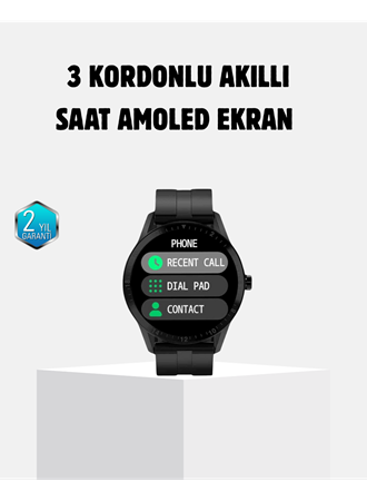 3 Kordonlu AMOLED Akıllı Saat – Sağlık Takipli