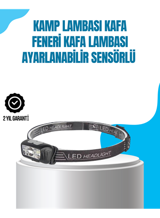 Kamp Lambası Kafa Feneri Kafa Lambası Ayarlanabilir Sensörlü Şarjlı