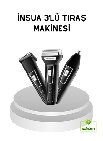 İnsua 3 Başlıklı Profesyonel Tıraş Makinesi – Sıfır Kesim, Hassas Başlık, Güçlü Motor