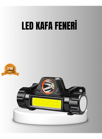 Şarjlı LED Kafa Feneri – Çift Fonksiyonlu, 200LM Işık Gücü, IP44 Suya Dayanıklı