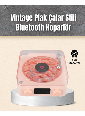 Retro Bluetooth Hoparlör – Yumuşak Gece Lambası ve Saat Göstergeli