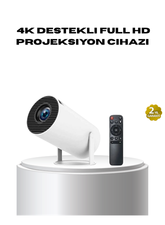 4K Destekli Full HD Projeksiyon Cihazı – 130 inç Geniş Ekran, WiFi ve HDMI Bağlantılı