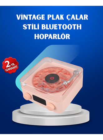 Retro Saatli Bluetooth Hoparlör – Gece Lambalı Kristal Ses Kalitesi