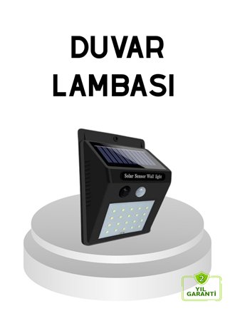20 LED Güneş Paneli Aydınlatma – Fotoselli ve Hareket Algılamalı Dış Mekan Duvar Lambası