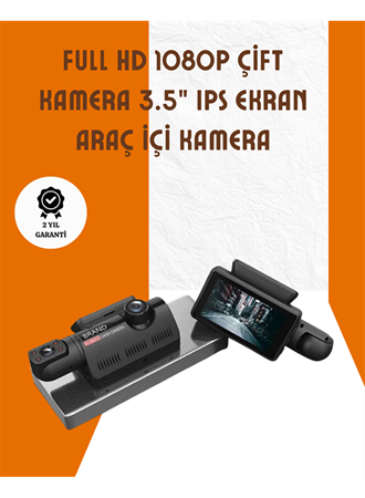 Araç İçi ve Ön Kameralı 3 İnç IPS Ekranlı Full HD Güvenlik Kamerası