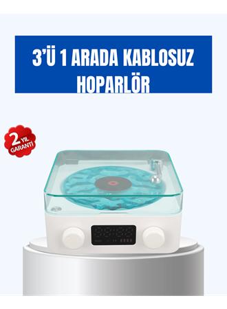 Retro Tasarımlı Gece Lambalı Bluetooth Hoparlör – Saat ve Pil Göstergeli