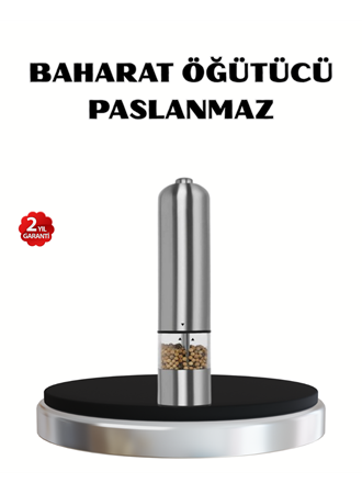 Modern Otomatik Baharat Öğütücü Seti – Pilli, Paslanmaz Çelik, LED Aydınlatmalı