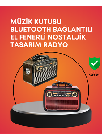 Nostaljik Radyo Görünümlü Bluetooth Hoparlör – FM/AM Yayın, Kablosuz Bağlantı, Şarj Edilebilir