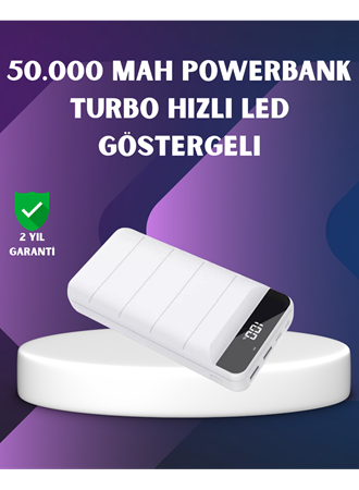 50000mAh Yüksek Kapasiteli Powerbank Hızlı Şarj ve LED Ekranlı