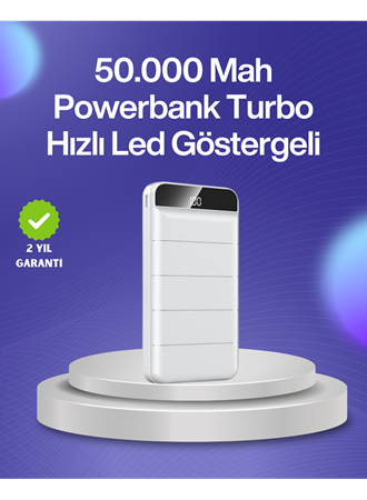 4 Cihazı Aynı Anda Şarj Edebilen Güçlü Powerbank 50000 mAh