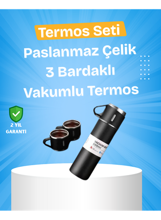 Paslanmaz Çelik Termos Seti | 500 ml Kapasite, 6-12 Saat Isı Koruma, Hediye Kutulu
