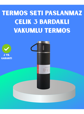 304 Çelik Termos Seti | 2 Bardaklı, 500 ml, Uzun Süre Isı Koruma