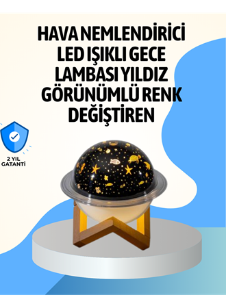 Projektör ışıklı ve aromaterapi destekli taşınabilir nemlendirici cihaz USB bağlantılı