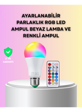 Kumanda Destekli Çok Renkli Akıllı LED Ampul