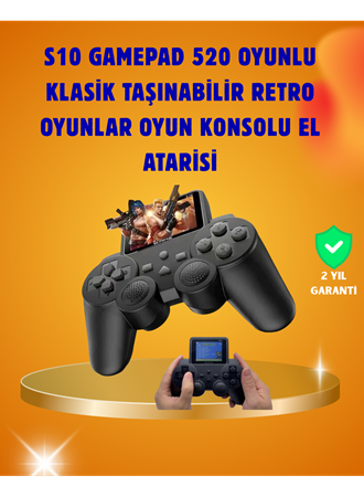 Çocuklar ve Yetişkinler İçin Uygun 500 Oyunlu Taşınabilir Mini Retro El Konsolu