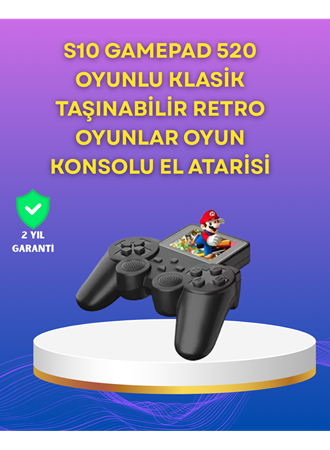 2.4 İnç Ekranlı 500 Oyunlu Taşınabilir Retro Oyun Konsolu, Şarjlı El Tipi Mini